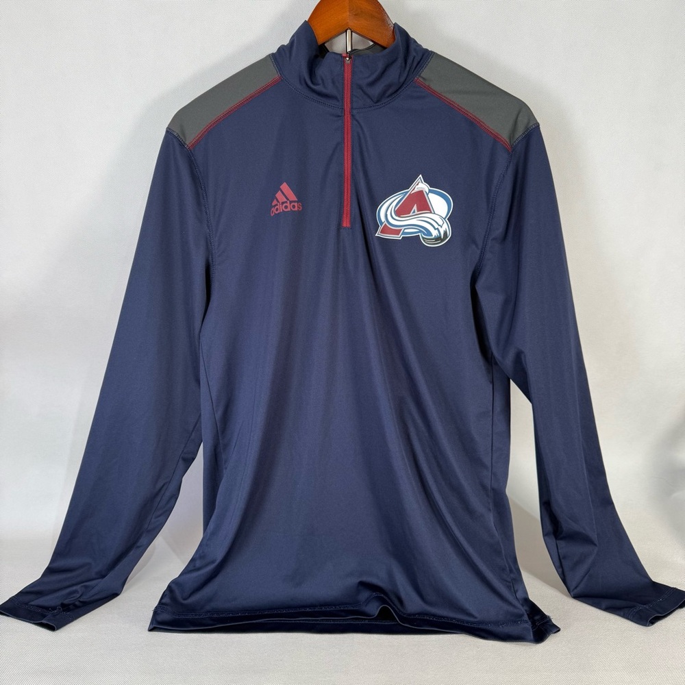 NHL Colorado Avalanche adidas Quarter Zip Pullover Blue Long Sleeve Shirt Men S